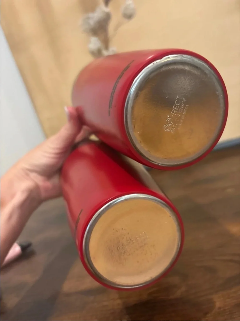 Makers Market Red Stainless Steel Cocktail Cups with Polished Rim
